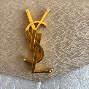 Saint Laurent Tan and Gold Clutch